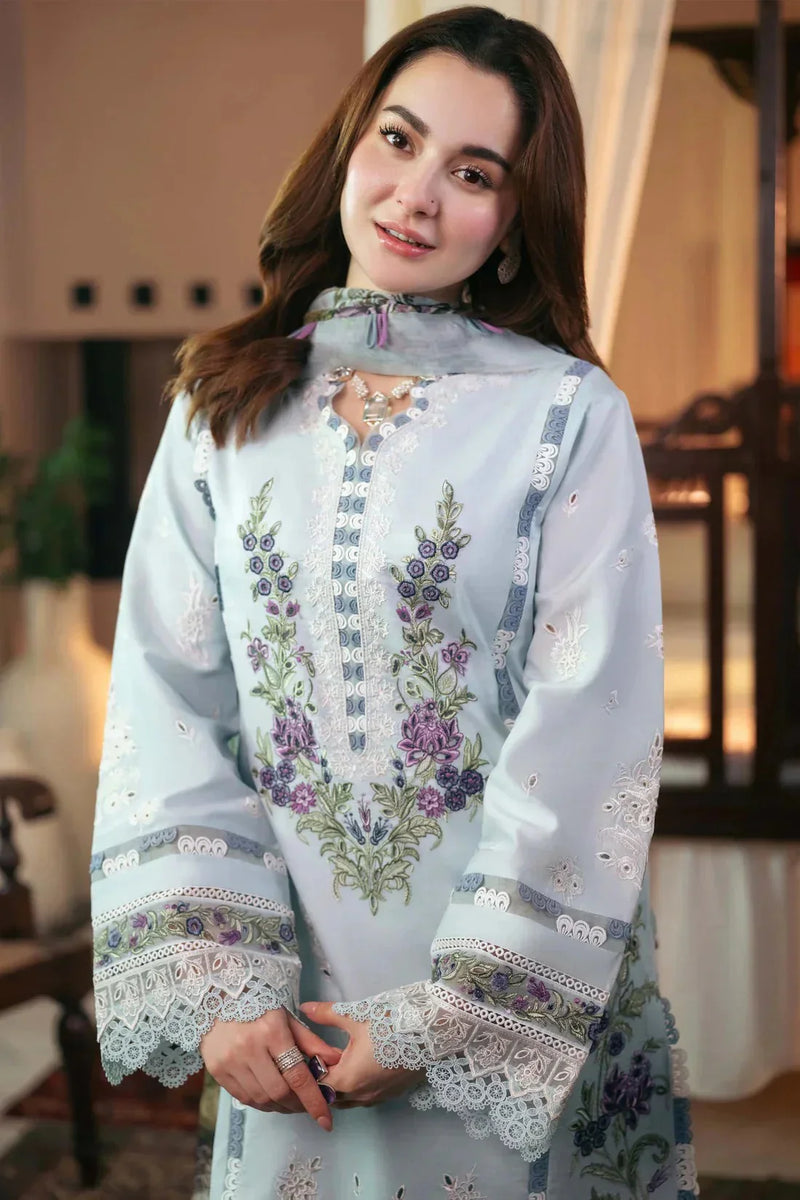 3PC EMBROIDERED DHANAK SUIT  - LH04