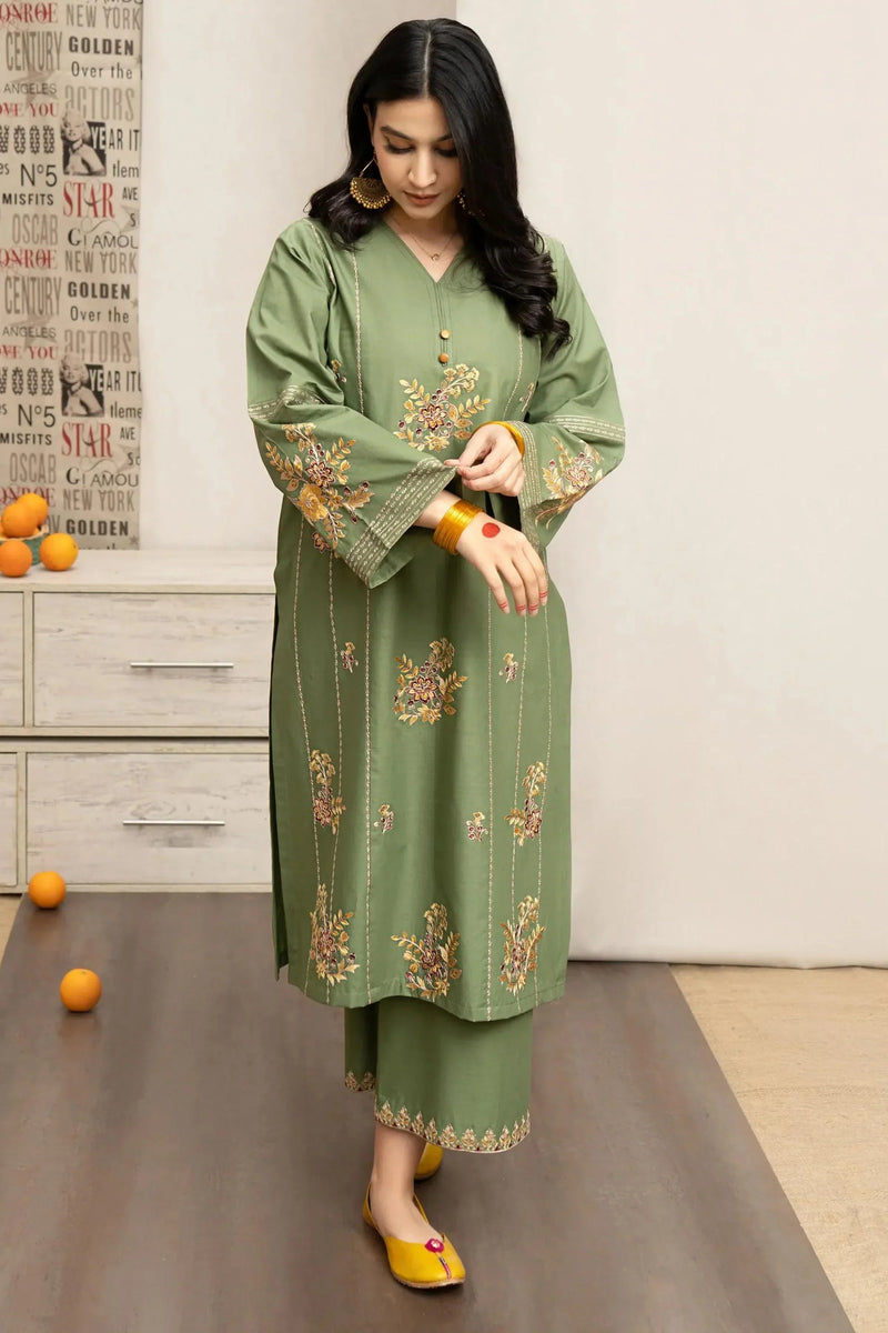 3PC EMBROIDERED COTTON SUIT - LH33