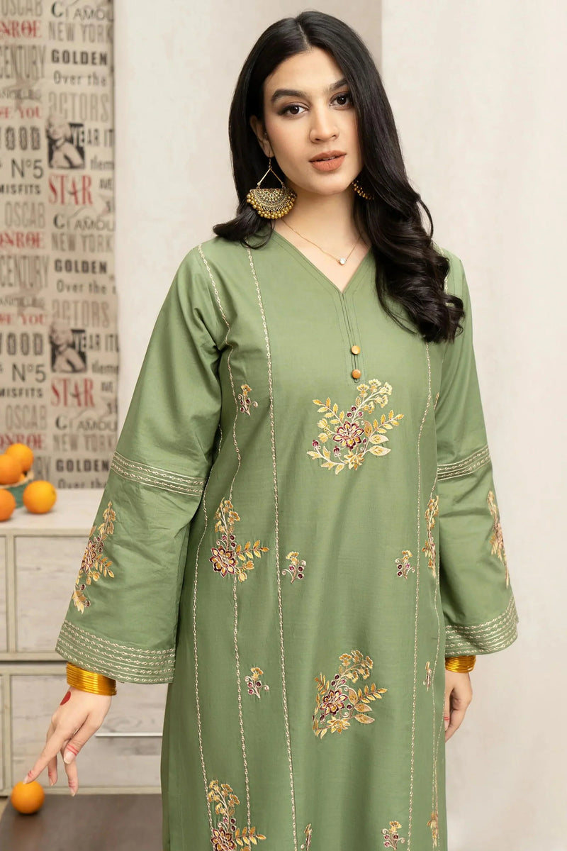 3PC EMBROIDERED COTTON SUIT - LH33