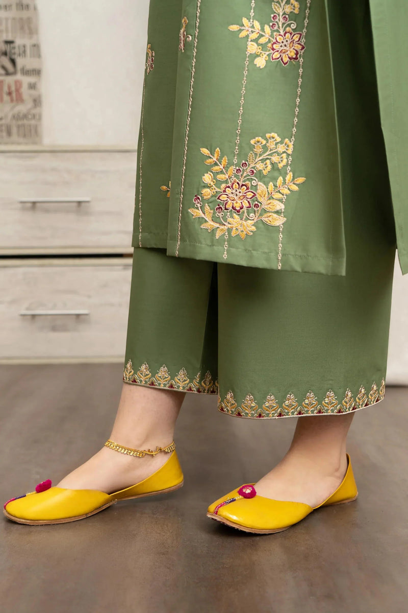 3PC EMBROIDERED COTTON SUIT - LH33