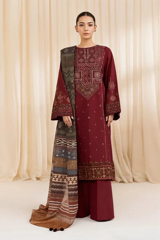 3 PC EMBROIDERED DHANAK SUIT - LH20