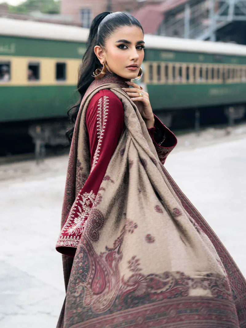 3PC EMBROIDERED DHANAK SUIT  - LH10