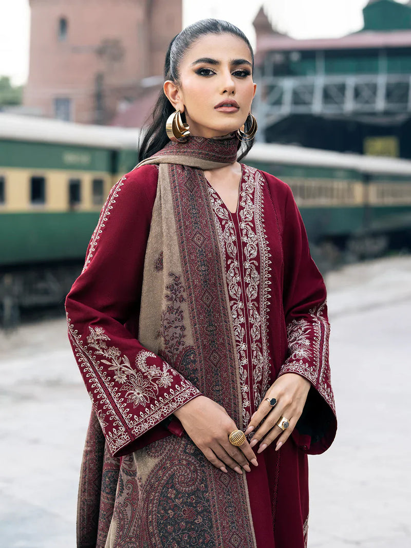3PC EMBROIDERED DHANAK SUIT  - LH10