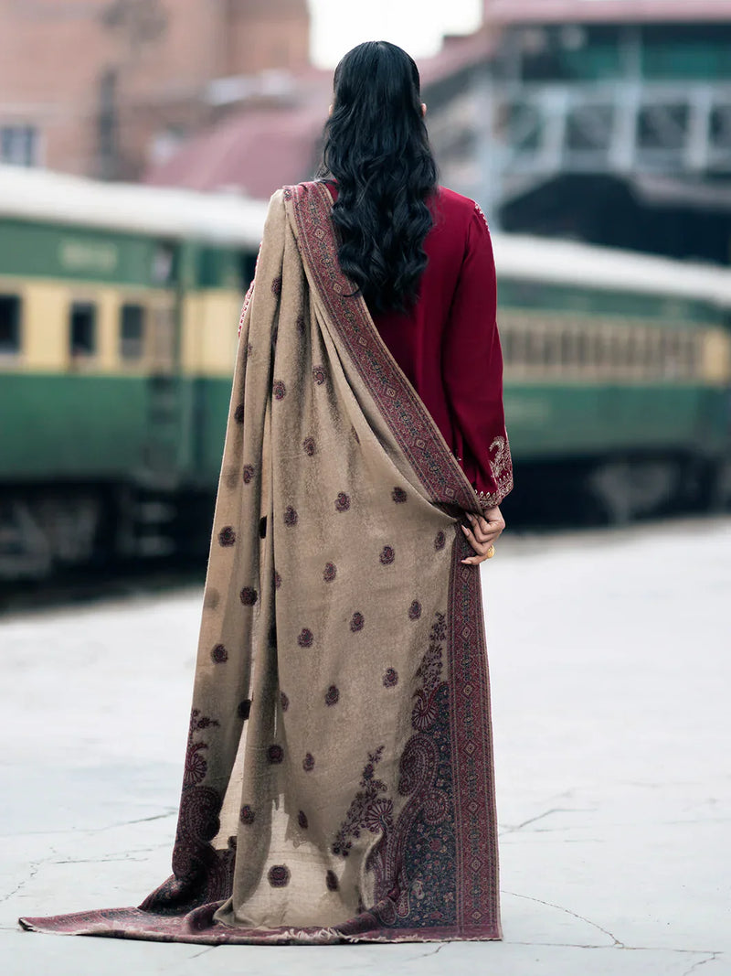 3PC EMBROIDERED DHANAK SUIT  - LH10