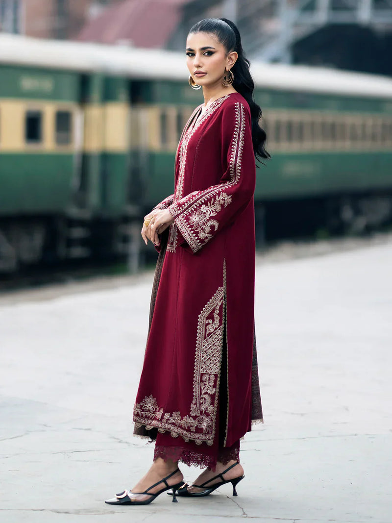 3PC EMBROIDERED DHANAK SUIT  - LH10