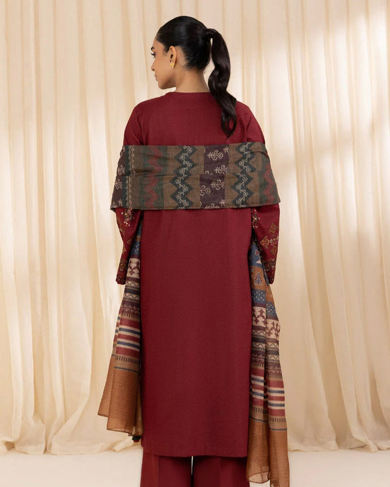 3 PC EMBROIDERED DHANAK SUIT - LH20