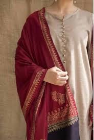 3Pc Dhanak Embroidery Sute Printed Wool  Shawl(Unstiched) -LHDHANAK