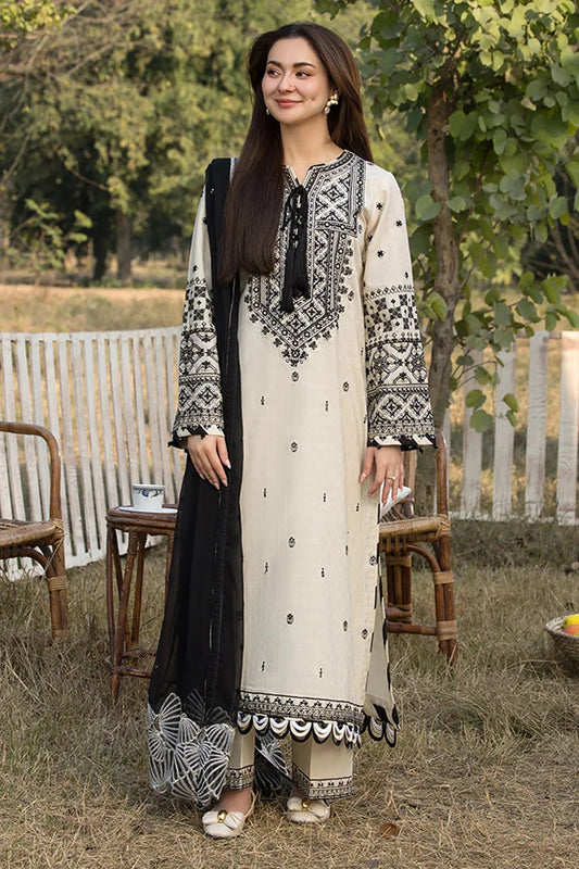 3 PC EMBROIDERED DHANAK SUIT - LH01